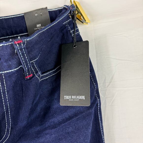 True Religion Jeans Women's W30 Dark Blue Joey Low Rise Flare Leg Flap Pockets - Picture 7 of 12